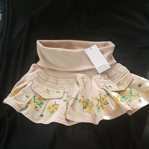 Akira Beige Floral Embroidered Skirt
